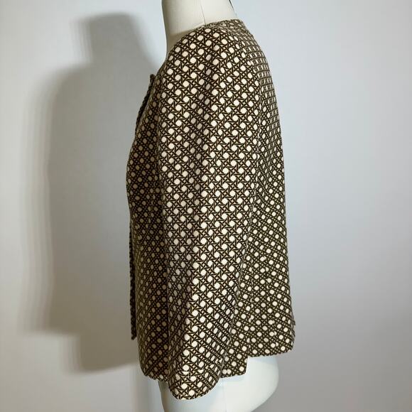 Talbots Brown Basketweave Lattice Pattern Blazer Jacket Womens Size 8 Petite 8P - Picture 5 of 11